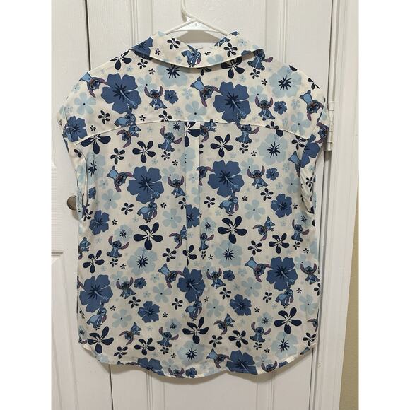 Disney Parks Lilo & Stitch Women Stitch Hibiscus Button Up Shirt Sz S Camp Shirt - Picture 4 of 10